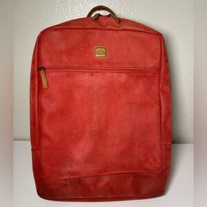 Bric's Red Leather Backpack with Tan Accent